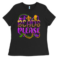 Black beads please mardi gras Ladies Tee - OliviaCreatesArt