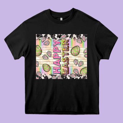 Happy Easter With Cowhide Heavy Core Tee Designed By Tumblerdesignbyshophia