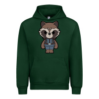 Forest Green rocket racoon chibi Urban Hoodie - artisFamous