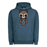 Pigment Midnight Navy rocket racoon chibi Urban Hoodie - artisFamous