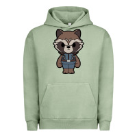 Pigment Oil Green rocket racoon chibi Urban Hoodie - artisFamous
