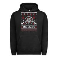 Pigment Black hail santa ugly christmas sweater   sweatshirt Urban Hoodie - artisFamous