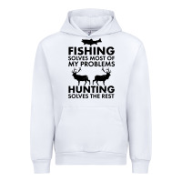 White funny fishing and hunting Urban Hoodie - artisFamous