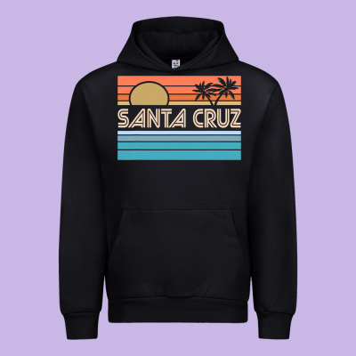 Santa C.r.u.z Cali Sunset 70s 80s Surfer Summer Sun Urban Hoodie Designed By Artisfamous