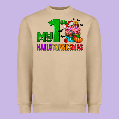 My First Hallothanksmas Heavyweight Sweatshirt Designed By Adodesignshop
