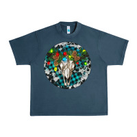 Midnight Navy Bull Skull Christmas Urban Heavy Tee - RanaPortraitStore