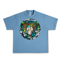 Pebble Blue Bull Skull Christmas Urban Heavy Tee - RanaPortraitStore