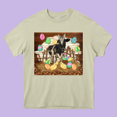 Cow And Chick Easter Heavy Core Tee Designed By Tumblerdesignbyshophia
