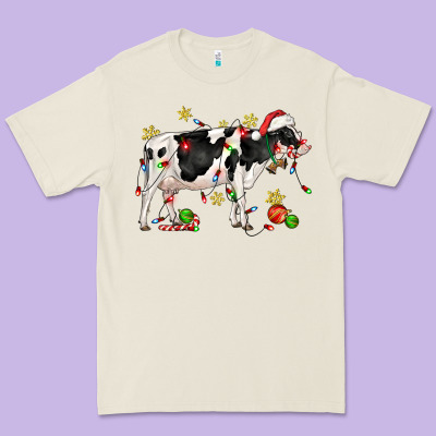 Christmas Holstein Cow Premium Tee Designed By Cowgirlartshop