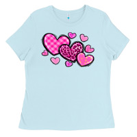 Baby Blue love hearts Ladies Tee - OliviaCreatesArt