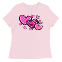 Bubblegum Pink love hearts Ladies Tee - OliviaCreatesArt