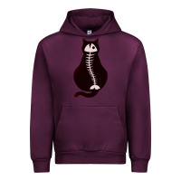 Mauve Wine Cat with Fish Bone Urban Hoodie - artisFamous