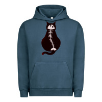 Pigment Midnight Navy Cat with Fish Bone Urban Hoodie - artisFamous