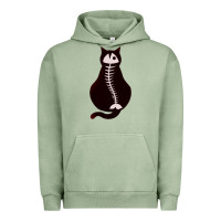 Pigment Oil Green Cat with Fish Bone Urban Hoodie - artisFamous