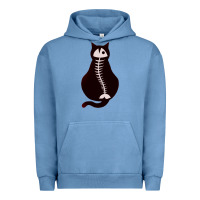 Pigment Pebble Blue Cat with Fish Bone Urban Hoodie - artisFamous