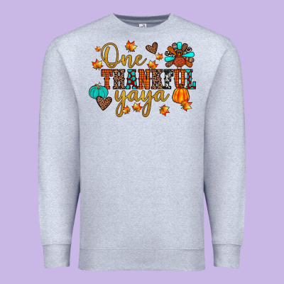 One Thankful Yaya Premium Sweatshirt Designed By Jahusdesignshop