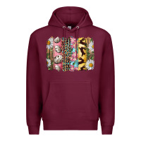 Burgundy Easter Brushstroke With Quail Eggs Daisy And Bunny Premium Hoodie - RanaPortraitStore