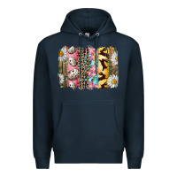 Navy Easter Brushstroke With Quail Eggs Daisy And Bunny Premium Hoodie - RanaPortraitStore