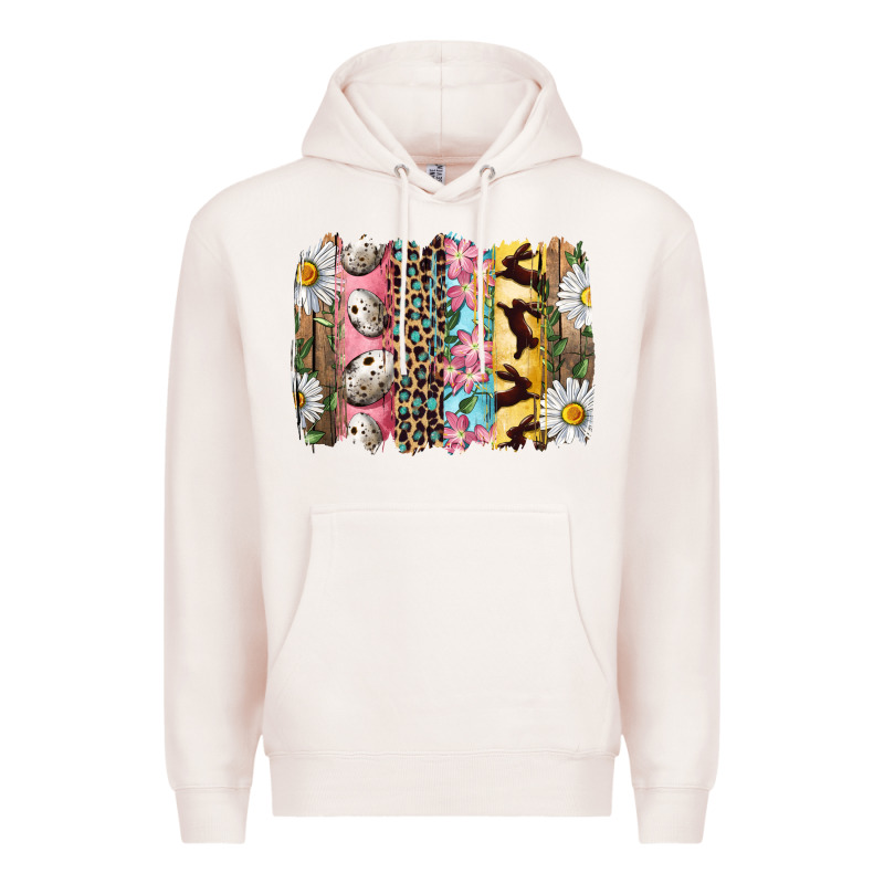 Easter Brushstroke With Quail Eggs Daisy And Bunny Premium Hoodie by RanaPortraitStore | Teevron