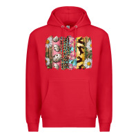 Red Easter Brushstroke With Quail Eggs Daisy And Bunny Premium Hoodie - RanaPortraitStore