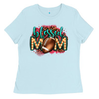 Baby Blue blessed american football mom lightbulb letters Ladies Tee - OliviaCreatesArt