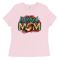 Bubblegum Pink blessed american football mom lightbulb letters Ladies Tee - OliviaCreatesArt