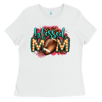 White blessed american football mom lightbulb letters Ladies Tee - OliviaCreatesArt