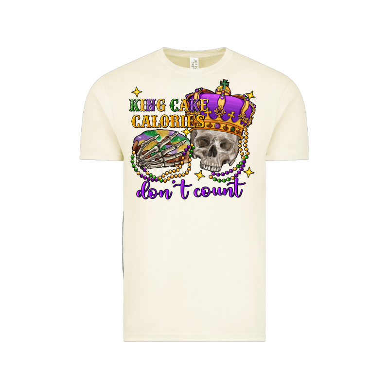 King Cake Calories Don't Count Skull Vintage Tee by FaDigitalArtStudio | Teevron