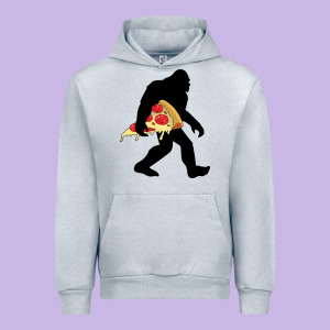 Bigfoot Carrying Pizza Urban Hoodie Designed By Artisfamous