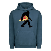 Pigment Midnight Navy bigfoot carrying pizza Urban Hoodie - artisFamous