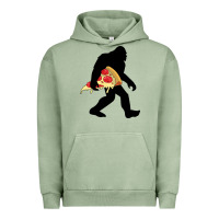 Pigment Oil Green bigfoot carrying pizza Urban Hoodie - artisFamous