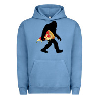 Pigment Pebble Blue bigfoot carrying pizza Urban Hoodie - artisFamous