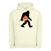 Pigment Pistachio bigfoot carrying pizza Urban Hoodie - artisFamous