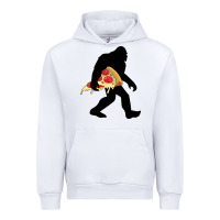 White bigfoot carrying pizza Urban Hoodie - artisFamous