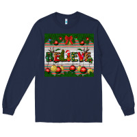 Navy Christmas Believe Long Sleeve Tee - BundleAndBundleShop