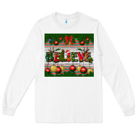 White Christmas Believe Long Sleeve Tee - BundleAndBundleShop
