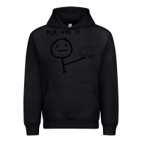 Black Plz Use It Text Graphic Urban Hoodie - artisFamous