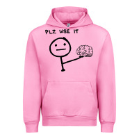 Fuchsia Pink Plz Use It Text Graphic Urban Hoodie - artisFamous