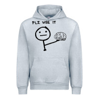 Heather Grey Plz Use It Text Graphic Urban Hoodie - artisFamous
