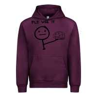Mauve Wine Plz Use It Text Graphic Urban Hoodie - artisFamous