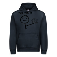 Navy Plz Use It Text Graphic Urban Hoodie - artisFamous