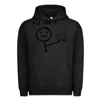 Pigment Black Plz Use It Text Graphic Urban Hoodie - artisFamous