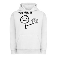 Pigment Lunar Rock Plz Use It Text Graphic Urban Hoodie - artisFamous