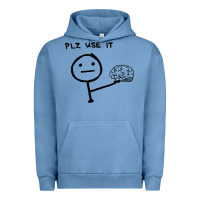 Pigment Pebble Blue Plz Use It Text Graphic Urban Hoodie - artisFamous