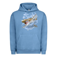 Pigment Pebble Blue flying tigers Urban Hoodie - artisFamous
