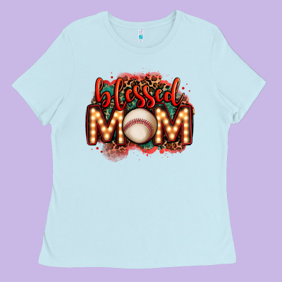 Blessed Baseball Mom Lightbulb Letters Ladies Tee Designed By Oliviacreatesart