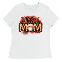 White blessed baseball mom lightbulb letters Ladies Tee - OliviaCreatesArt