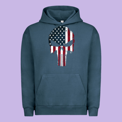 The Punisher American Flag Urban Hoodie Designed By Artisfamous
