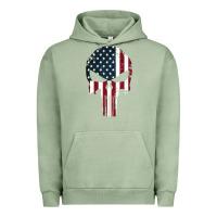 Pigment Oil Green the punisher american flag Urban Hoodie - artisFamous