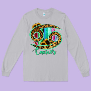 Cancer Zodiac Sign Sunflower Leopard Serape Long Sleeve Tee Designed By Ranaportraitstore